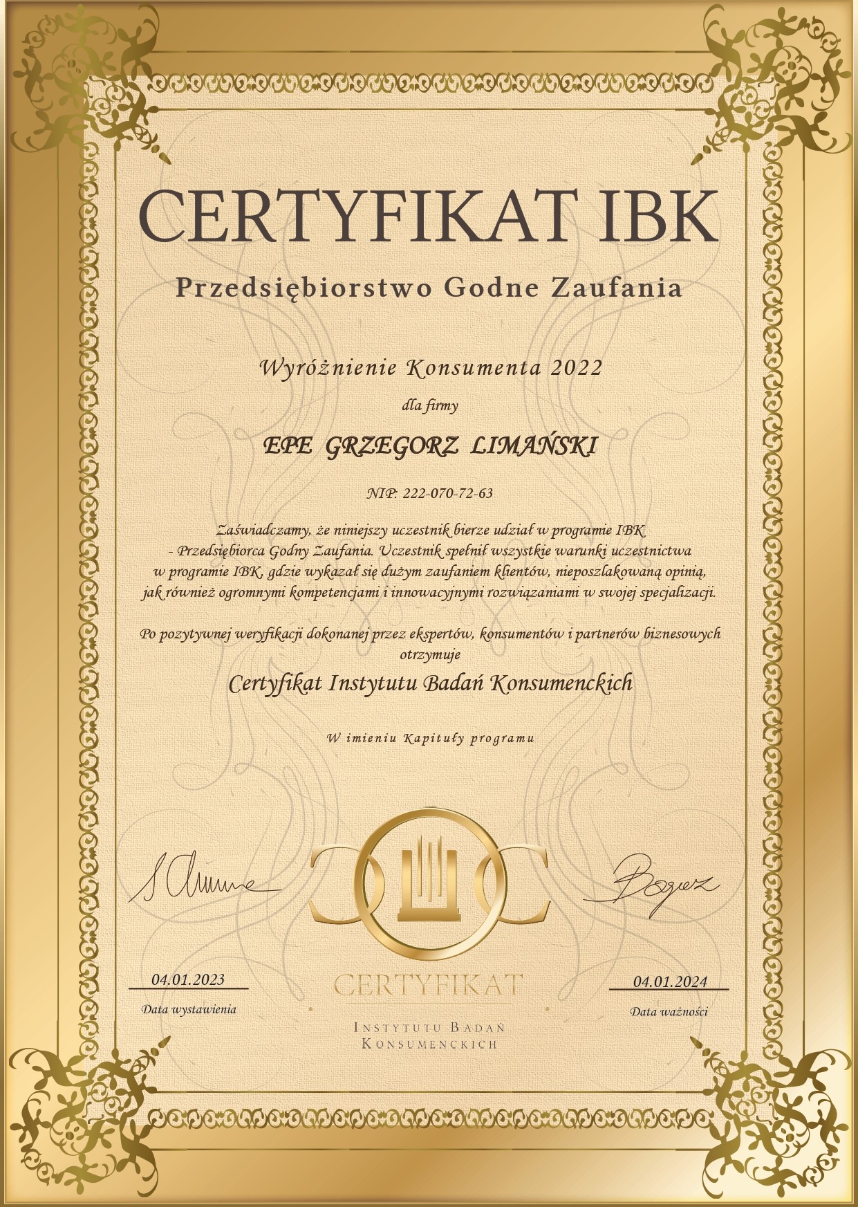 Certyfikat-IBK